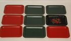 Nashco Small Toleware 6 5/8" Tin Tip Individual Trays Red, Green, Black w/Flower