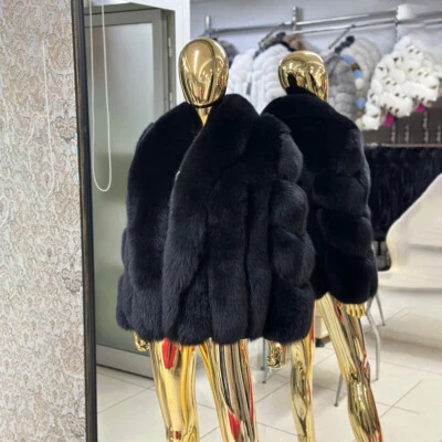 Invierno Hombres Abrigo de Piel de Zorro Real Invierno Solapa Chaquetas de Piel Grueso Abrigo de Piel Genuina Foto 1 de 4