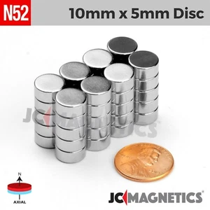 10mm x 5mm N52 Super Strong Round Disc Rare Earth Neodymium Magnet 10x5mm - Picture 1 of 3