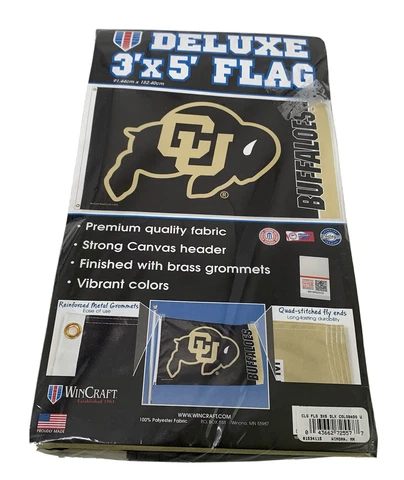 Colorado Buffaloes NCAA 3X5 Team Logo Flag Silver Black Gold New Sealed Cover
