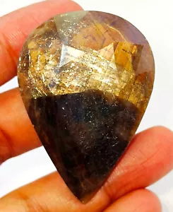 255 Cts Zaffiro Stella Dorata Naturale Forma Taglio Pera Pietra Preziosa Sciolta S11 - Foto 1 di 4
