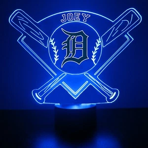 Lámpara de ventilador deportivo LED de béisbol Detroit Tigers Light Up, personalizada GRATIS - Imagen 1 de 11