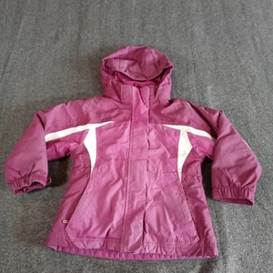 LL Bean Jacket Girls Small 4 Pink Thinsulate Hooded Logo Ski Snow Hoodie - Picture 1 of 12