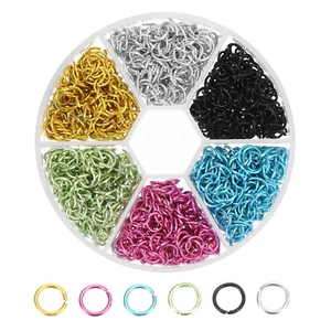 6mm Open Jump Rings Aluminum Round Key Rings Clasps, Multicolor - Picture 1 of 6