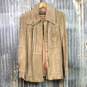 Vintage Wildleder Mantel Damen 13/14 Jacke mittellang 60er Mod breiter Kragen 38" Brustumfang - Bild 1 von 12