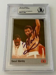 Saoul Mamby Boxing signed 1991 All World #104 Card autographed Beckett Slabbed 3 - Picture 1 of 2