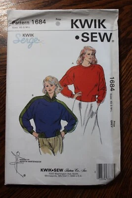 KWIK SEW Pattern 1684 Oversized Sweatshirt, Misses' Size XS-L Uncut - Image 1 of 3