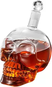 Whiskey Karaffe Skull Dekanter Totenkopf Whisky Gläser Kristall Vodka Rum Bar - Bild 1 von 9