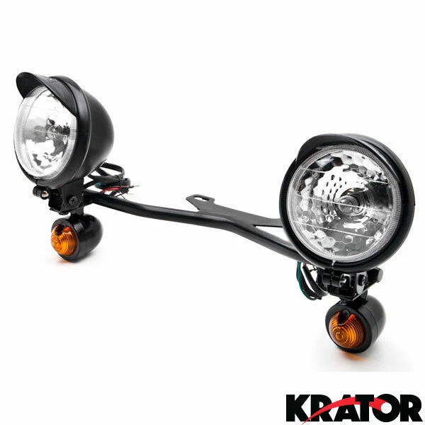 Foco de luz negro para conducción de motocicleta y señales de giro Cruiser Foto 1 de 4