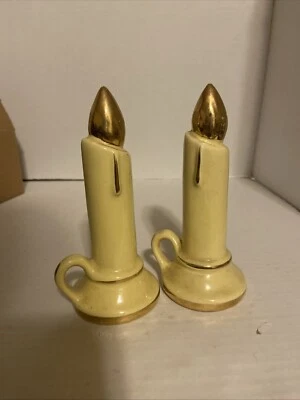 Рождественские винтажные желтые и золотые свечи солонки и перечницы - Изображение 1 из 4