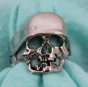 Vintage Rocker, Biker, Goth, Punk, Ring Skull with Skull Cap Helmet - Size 10 - Picture 1 of 6