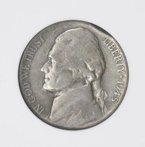 1945-P NGC VG08 Silver War Nickel Curved Clip at 1:00 Neat Mint Error VG8 - Picture 1 of 5