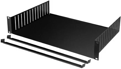 2 HE Rackablage mit Klemmstegen 19" Rack Cradle Trägereinschub Rack Clamp Boden - Bild 1 von 4