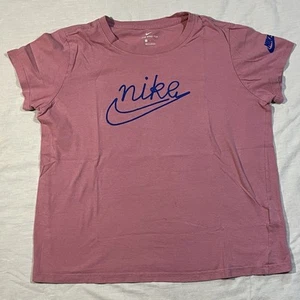 Nike Youth Girls “The Nike Tee” T Shirt Sz XL Pink Blue Graphics Short Sleeve - Picture 1 of 6