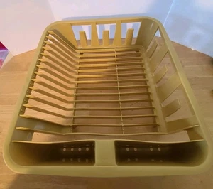 Vintage 1981 Rubbermaid Almond Twin Sink Dish Drainer #6049 Silverware Cups USA - Picture 1 of 11