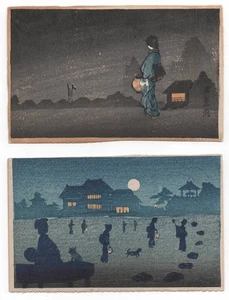 2 hermosas postales japonesas impresas en madera de 1920 - Imagen 1 de 2