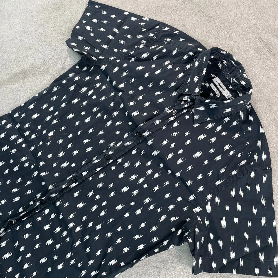 J.Lindeberg Slim Fit Dani Shirt Men Small Black Lux Abstract Print Short Sleeve - Image 1 of 4