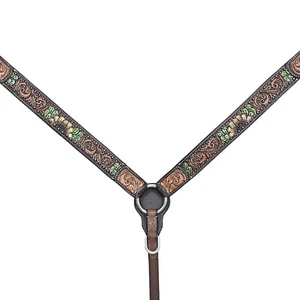19RK HILASON Western Horse Headstall Breast Collar Leather Brown - Picture 1 of 8