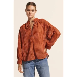 Zoe Kratzmann Schneebesen terrakotta Lochstickerei Bluse Damen Medium Größe 1 neu orange - Bild 1 von 12
