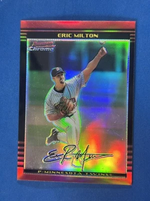2002 Bowman Chrome Refractors #46 Eric Milton Twins #/500 (Scratched) - Image 1 of 2