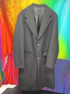 Zara Man Black Overcoat Topcoat Jacket Size M Medium Made in Turkey 0706/394 - Image 1 of 4