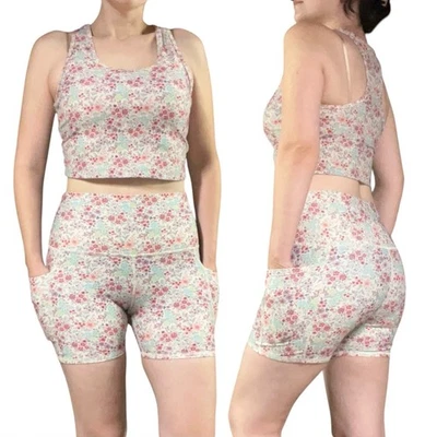 EVCR Evolution and Creation | Two Piece Floral Workout Tank and Shorts Set - M - Image 1 of 4