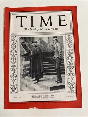 Time Magazine June 29, 1931 - Headmaster of Eton College, Cyril Alington, & Boy - Image 1 of 3