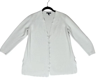 Cárdigan para mujer Eileen Fisher mediano marfil frente abierto seda mezcla algodón suéter Foto 1 de 4