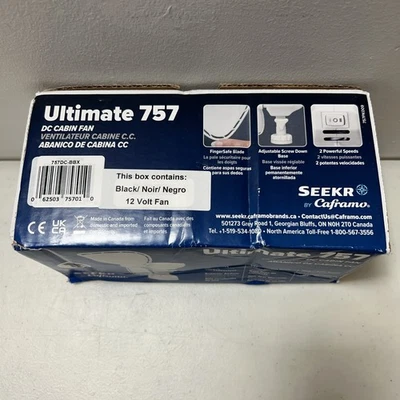 SEEKR by Caframo Ultimate 757 DC Cabin Fan 12V 2-Speed 7” Finger Safe Fan Black - Image 1 of 4