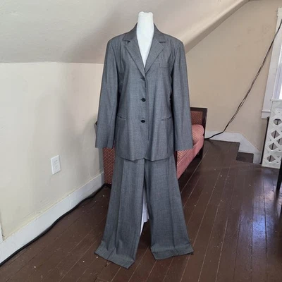 Lafayette 148 NY Women’s Wool Blend Pantsuit Set Blazer 10 & Pants 12 Gray - Image 1 of 4