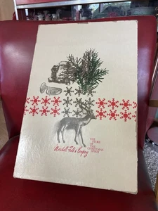 Vintage Marshall Field Gift Box Christmas Spirit Winter 12x18 Reindeer Santa 60s - Picture 1 of 10