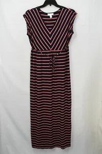 Motherhood Maternity Women's Striped Maxi Maternity Dress, Blue, Size L, NwT - Picture 1 of 8