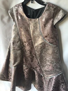 Isobella and Chloe Girls Pink Silver Gray And Charcoal A-line Dress Size 5- New - Picture 1 of 9