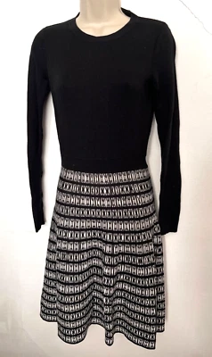 Vestido suéter tejido manga larga negro blanco talla XS de Cynthia Rowley para mujer Foto 1 de 3
