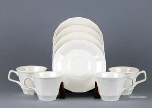 Homer Laughlin COLONIAL WHITE: Set 4 Cups & Saucers, MINT/SUPERB+ Condition! - Picture 1 of 6