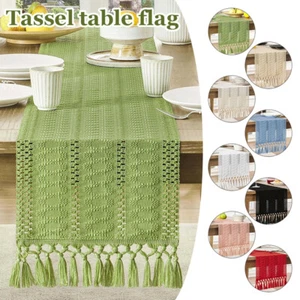 Boho Table Runner Tassels Handwoven Tablecloth Kitchen Dining Table Home Decor - Picture 1 of 32