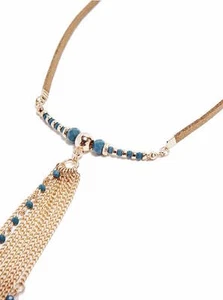 Nuevo con etiquetas Dije Collar Dije Oro Metal-Beige Cuerda Seude Tema Tribal - Imagen 1 de 2