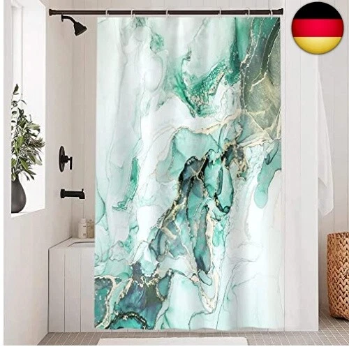 Duschvorhang 180x220 Cm, Türkis-blau Ombre, Wasserdichter Polyester, Mit 12 Haken – Für Badewanne & Dusche