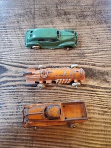 3 Vintage Diecast Race Car Model Cast Iron Hubley Kiddie Toy Antique Old - Picture 1 of 17