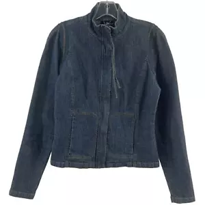 Jordache Vintage Denim Zip-Up Removable Sleeves Jacket Cotton Blend Women Size L - Picture 1 of 6