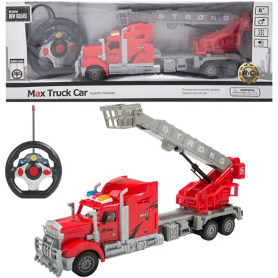 1/15 Remote Control Truck Trailer With Light & Sound Big Rig Fire Truck Kids Toy - Image 1 of 4