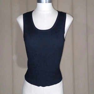 Linda Matthews Top Womens Medium Black Ribbed Knit Classy Layering Tank Warm EUC - Picture 1 of 12