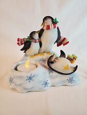 PartyLite Slip Slidin' Penguins by Susan Winget Tealight Candle Holder Retired 