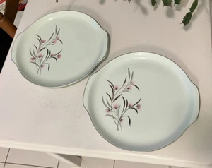 Universal Ballerina Mist 11-1/2" Two Cake Plate/Platters Strawflower Excellent! - Picture 1 of 4