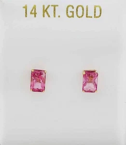 GENUINE 1.34 Cts PINK SAPPHIRE STUD EARRINGS 14K GOLD-Free Certificate Appraisal - Picture 1 of 7