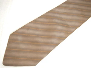 Lord & Taylor Mens Necktie Tie Tan Brown Gold Striped 100% Silk 60" Career - Picture 1 of 4