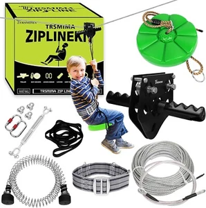 TRSMIMA Kit Zip Line 150 Piedi per Bambini e Adulti fino a 330 libbre con Trolley e Sedile - Foto 1 di 18