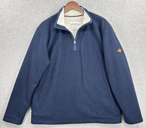 Orvis Pullover Herren groß marineblau Sherpa Vlies gefütterter Pullover 1/4 Reißverschlusstaschen - Bild 1 von 12