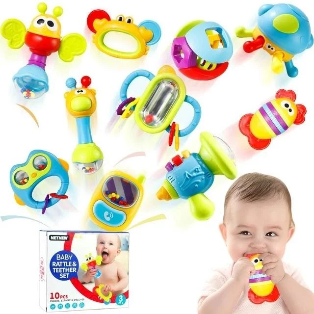 10PCs Baby Rattles Toys Set, Infant Grab Shake Rattle Sensory Teether Newborn - Image 1 of 4