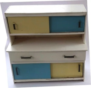 Alter HOLZ PUPPENSCHRANK KÜCHENSCHRANK ZUR RESTAURATION 50/60er JAHRE - Bild 1 von 10